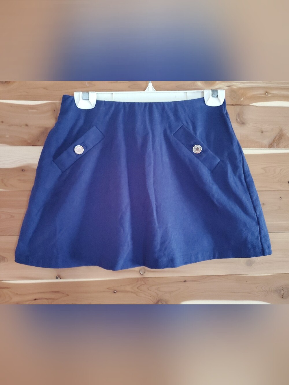 Lilly Pulitzer Navy A-Line Mini Skirt with Button Tabs